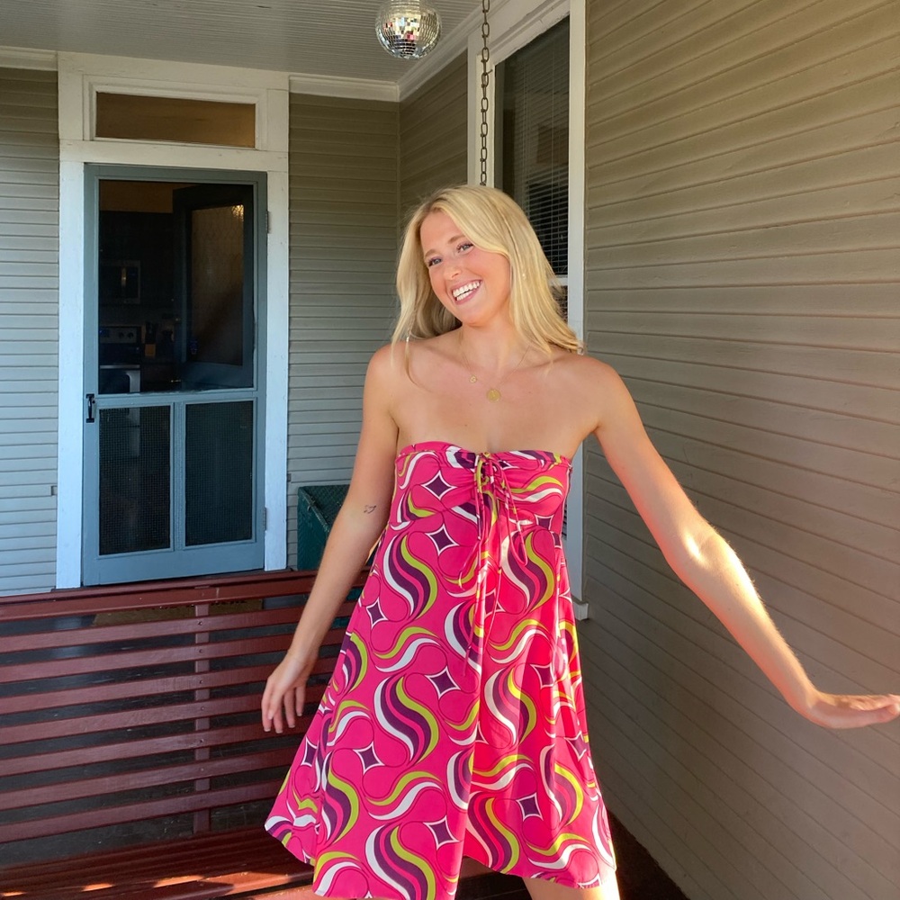Zara Pink and Yellow Mini Dress